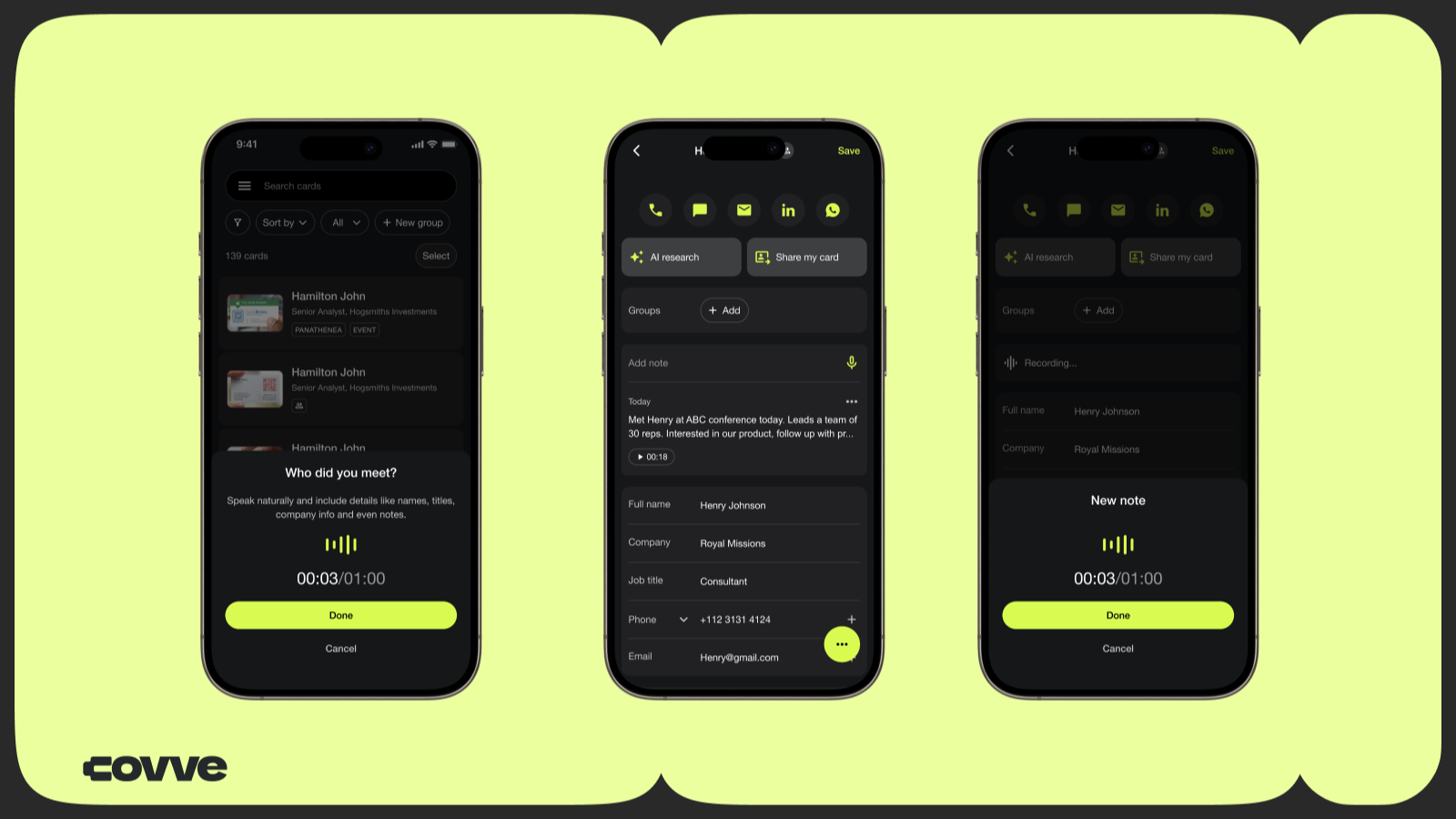 Covve - Capture Leads with Voice Capture